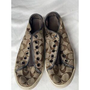 COACH Kira Laceless Slip On Sneakers Shoes Women Size 8 Logo Print